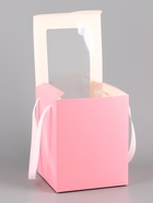 Коробка для цветов и букетов, розовая с ПВХ окном, 16×16×20 см - Фото 4