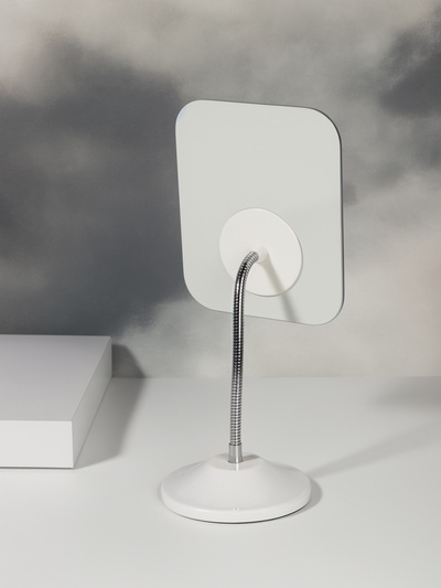 Зеркало настольное, на гибкой ножке, зеркальная поверхность 13.5×16.5 см, белое