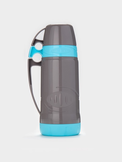 Термос 1 л, 11×31 см, со стеклянной колбой, пластик, голубой