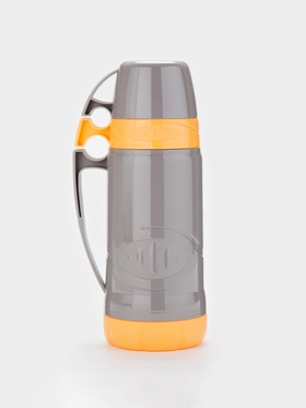 Термос 1 л, 11×31 см, со стеклянной колбой, пластик, жёлтый