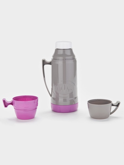 Термос 1 л, со стеклянной колбой, 11×31 см, фиолетовый