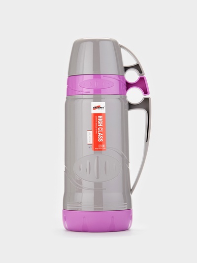 Термос 1 л, со стеклянной колбой, 11×31 см, фиолетовый