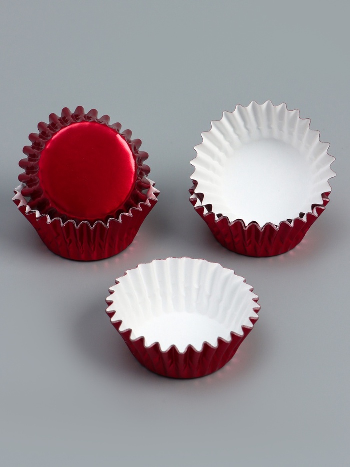 Формы для выпечки кексов бумажные UPAK LAND, набор 300 шт., 3.5×2 см, одноразовые, красные - Фото 1