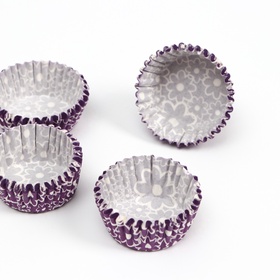 Формы для выпечки кексов бумажные UPAK LAND «Цветочки», набор 300 шт., 3.5×2 см, одноразовые, фиолетовые