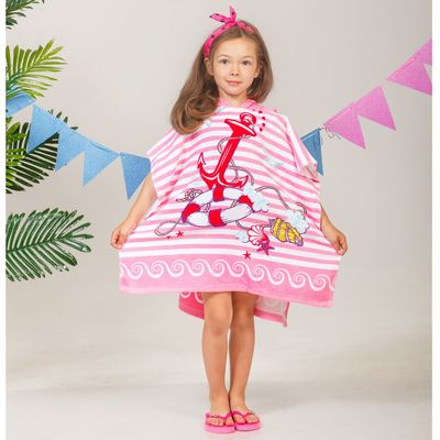 Детское полотенце-пончо с капюшоном Люблю купаться! 60 х 120 см, хлопок 280 гр/м2