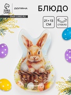 Блюдо сервировочное Доляна «Пасха. Милый кролик», 21×13.5×1.8 см, стекло, разноцветное - Фото 1