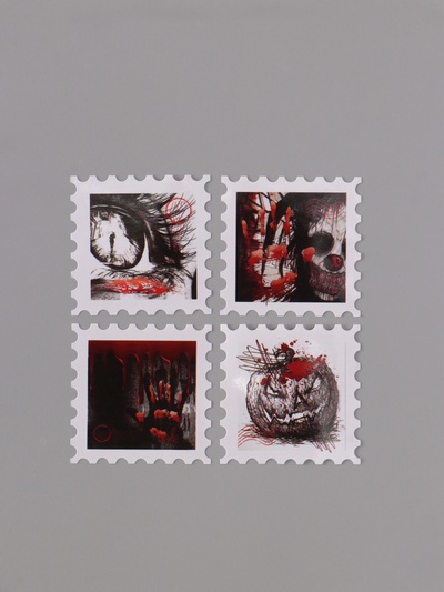 Наклейка бумага «Марки. Хэллоуин», 3×3 см, 200 шт. в рулоне