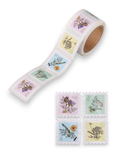 Наклейка бумага «Марки. Сухоцветы», 3×3 см, 200 шт. в рулоне