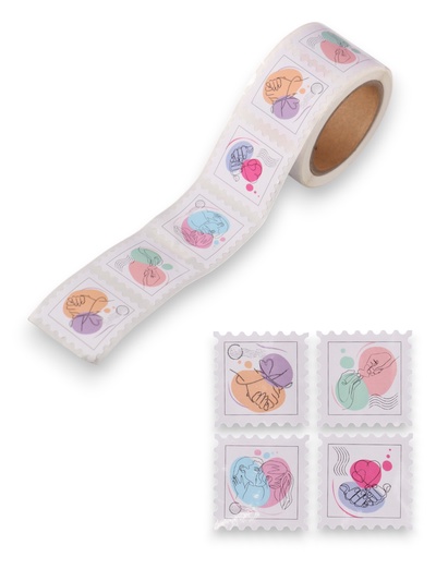 Наклейка бумага «Марки. Любовь», 3×3 см, 200 шт. в рулоне