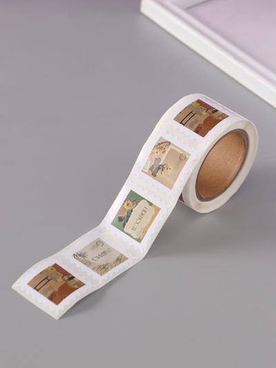 Наклейка бумага «Марки. Коллаж цветочный», 3×3 см, 200 шт. в рулоне