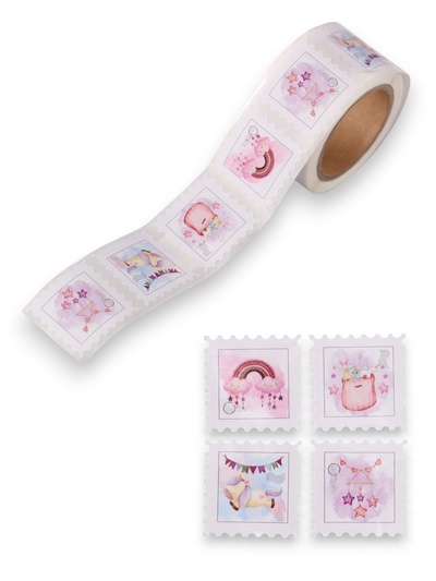 Наклейка бумага «Марки. Для малышек», 3×3 см, 200 шт. в рулоне