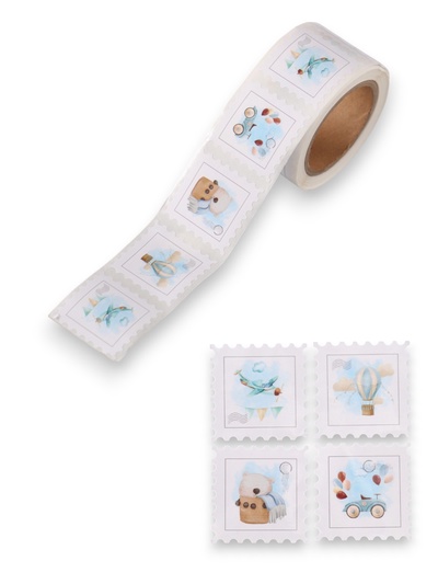 Наклейка бумага «Марки. Для малышей», 3×3 см, 200 шт. в рулоне