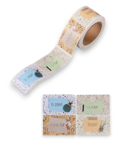 Наклейка бумага «Цветочная рамка», 3×5 см, 200 шт. в рулоне