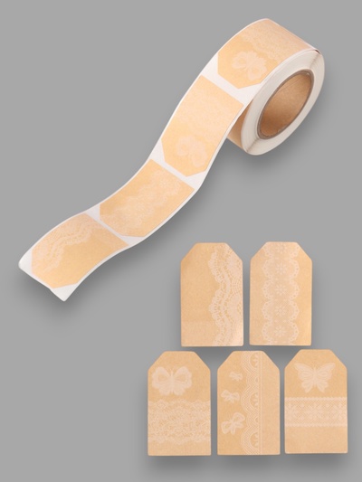 Наклейка бумага крафт «Бирки. Кружево», 3×5 см 200 шт., в рулоне