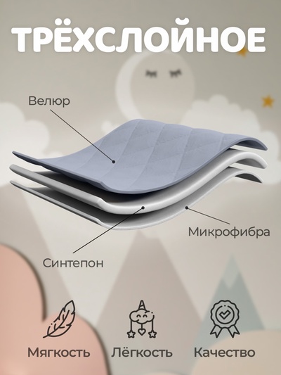 Покрывало 1.5-спальное «Этель», 120×200±5 см, велюр, серое