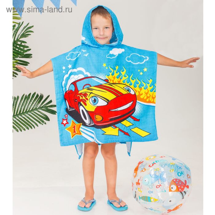 Детское полотенце-пончо с капюшоном "Collorista" Чемпион 60 х 120 см, хлопок 280 гр/м2 - Фото 1