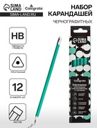 Набор карандашей чернографитных Calligrata. Classic, 12 штук, HB, с ластиком, трёхгранные, пластиковые, зелёный корпус - Фото 1