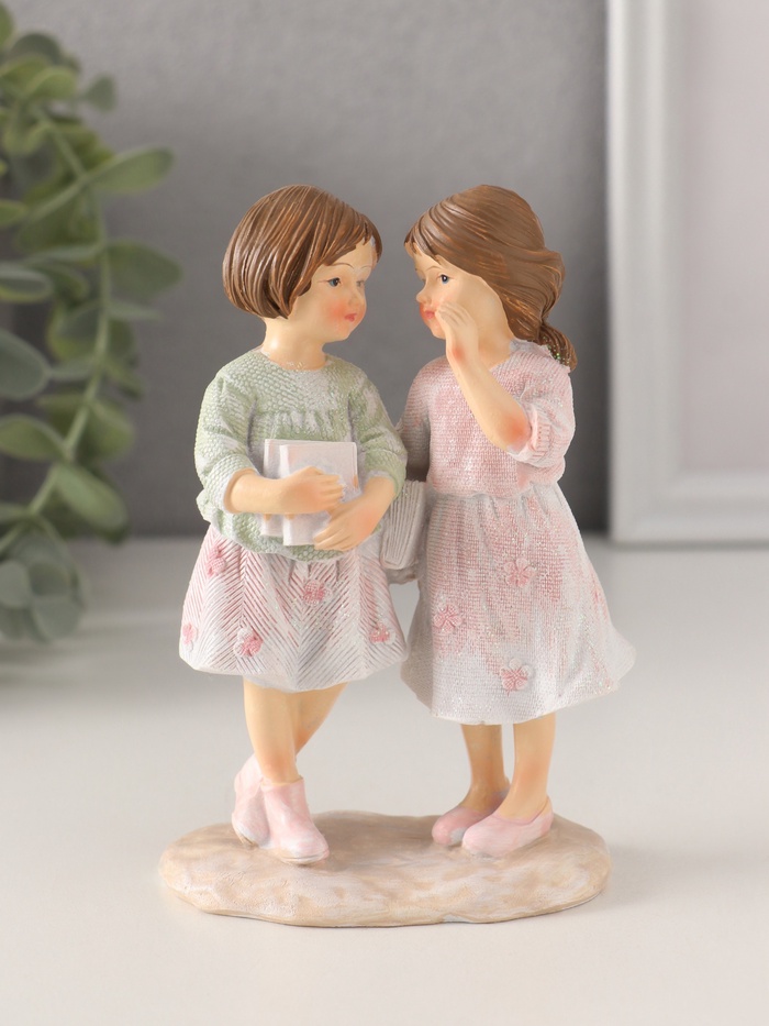 Фигурка полистоун «Малышки-подружки», розово-зелёный, 8.5×5×12.5 см - Фото 1