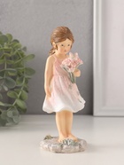 Фигурка полистоун «Малышка в розовом сарафане, с букетом», 6.5×6×15 см - Фото 1