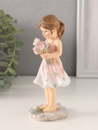 Фигурка полистоун «Малышка в розовом сарафане, с букетом», 6.5×6×15 см - Фото 3
