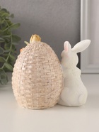 Фигурка полистоун «Кролик с цыплёнком в плетённом яйце с тюльпанами», 12×9×11 см - Фото 3