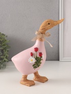 Фигурка полистоун «Утка с ромашками и тюльпанами», 17×7.5×21.5 см - Фото 1