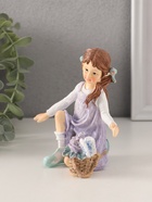 Фигурка полистоун «Девочка в сиреневом сарафане с корзинкой цветов», 11×6.5×12 см - Фото 4