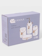 Набор для ванной SAVANNA, 4 предмета, дозатор для мыла, стакан, мыльница, ёмкость для ватных дисков - Фото 10