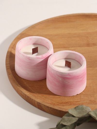 УЦЕНКА Свечи в подсвечнике «Лофт», соевый воск, деревянный фитиль, МИКС