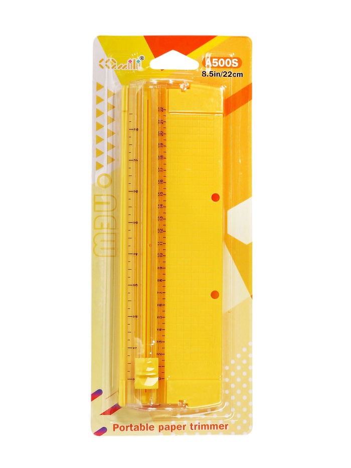 Резак для бумаги роликовый А5, до 3 листов, безопасное, желтый - Фото 1