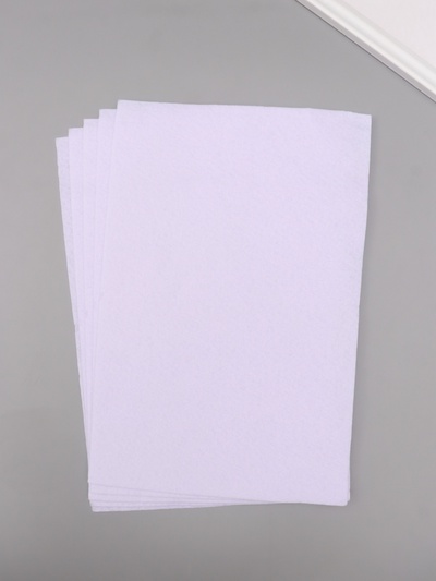 Фетр мягкий 1.5 мм "Белый" набор 5 листов 20х30 см