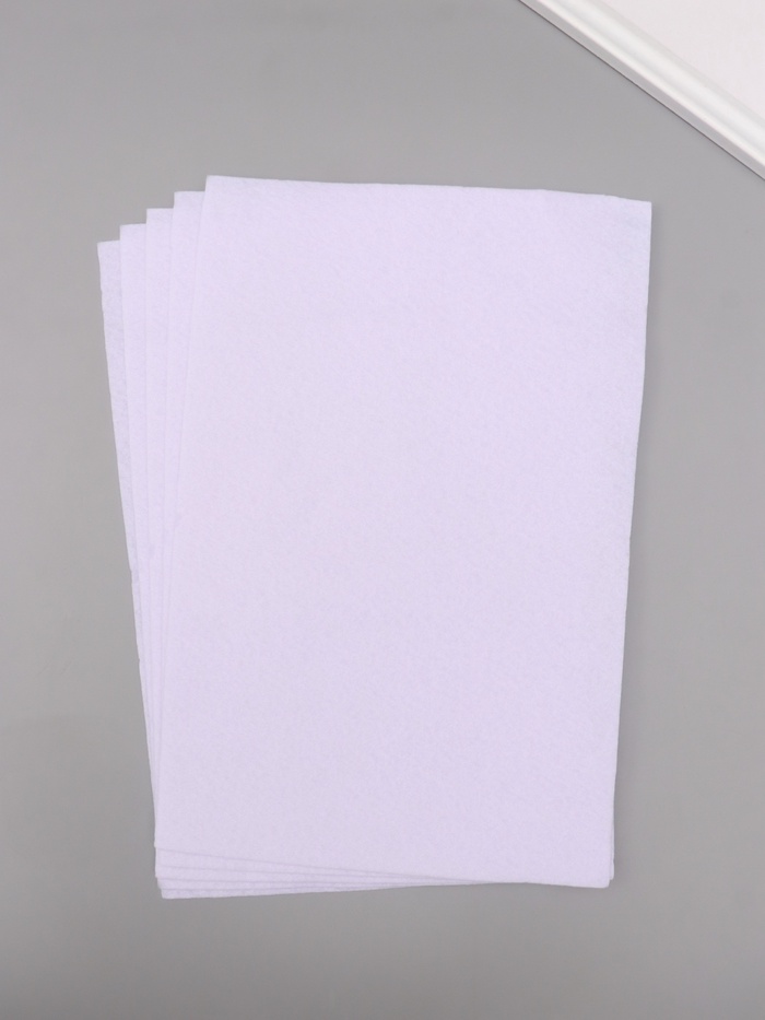 Фетр мягкий 1.5 мм "Белый" набор 5 листов 20х30 см - Фото 1