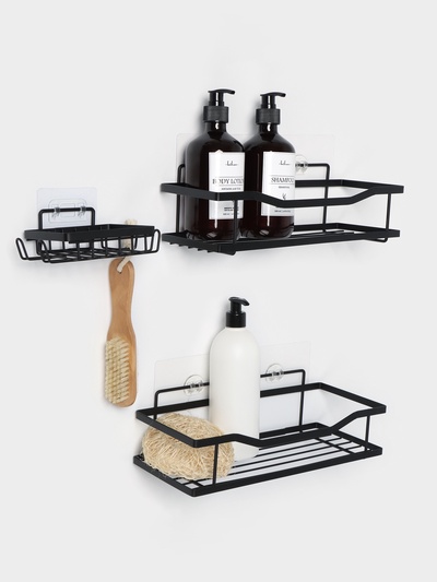 Полки для ванной Stölz, 2 шт., мыльница, чёрные