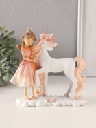 Фигурка полистоун «Девочка-принцесса с единорогом», персиково-розовый, 17×7×17 см - Фото 1