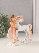 Фигурка полистоун «Девочка-принцесса с единорогом», персиково-розовый, 17×7×17 см - Фото 2