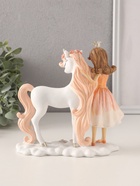 Фигурка полистоун «Девочка-принцесса с единорогом», персиково-розовый, 17×7×17 см - Фото 3