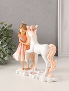 Фигурка полистоун «Девочка-принцесса с единорогом», персиково-розовый, 17×7×17 см - Фото 4