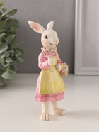 Фигурка полистоун «Зайка в платье с передником, с корзиной цветов», 5.5×5×14.5 см - фото 114283803