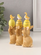 Фигурка полистоун «Зайчики с пасхальными яичками и птичками», 12×4.5×12.5 см - фото 33853285