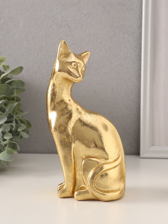 Фигурка полистоун «Золотая кошка», 11.5×7.5×20.5 см - Фото 1