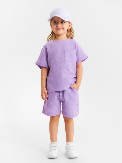 Футболка для девочки из муслина KAFTAN, лиловая, рост 116 см