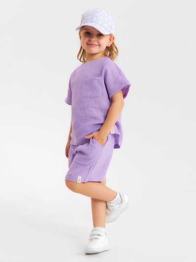 Футболка для девочки из муслина KAFTAN, лиловая, рост 116 см
