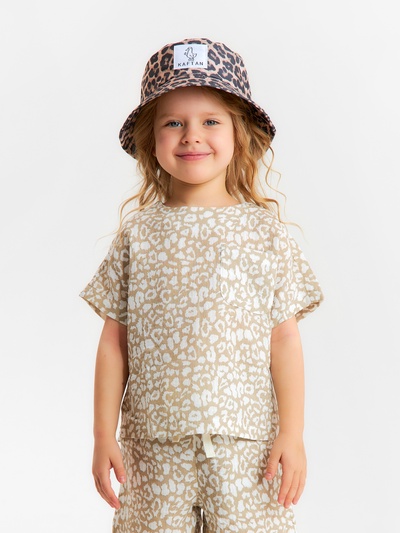 Футболка для девочки из муслина KAFTAN, бежевая, рост 104 см