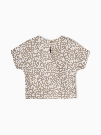 Футболка для девочки из муслина KAFTAN, бежевая, рост 128 см
