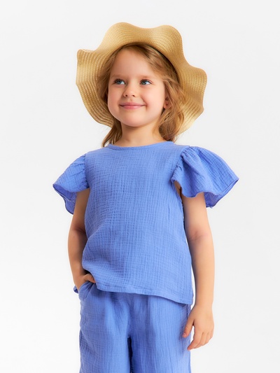 Футболка для девочки из муслина KAFTAN, фиолетовая, рост 122 см
