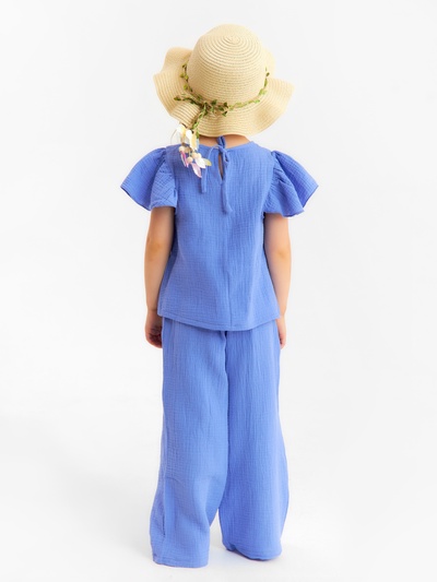 Брюки из муслина для девочки KAFTAN, синие, рост 122-128 см