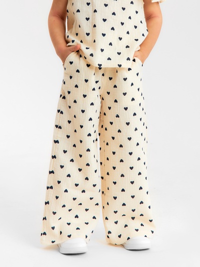 Брюки из муслина для девочки KAFTAN «Сердечки», рост 122-128 см