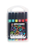 Набор акриловых маркеров 12 цветов, для рисования, в пластиковом пенале - Фото 4