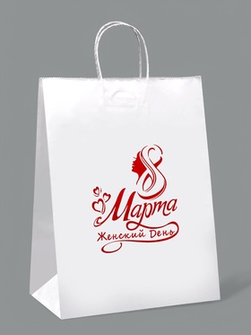 Пакет подарочный бумажный, «С 8 марта», крафт, 26?15?35 см (комплект 3 шт)