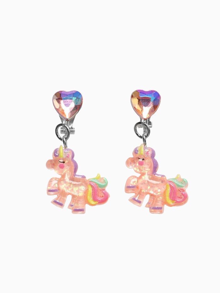 Серьги-клипсы детские «Выбражулька», единорог с сердцем кристалл, цветные - Фото 1